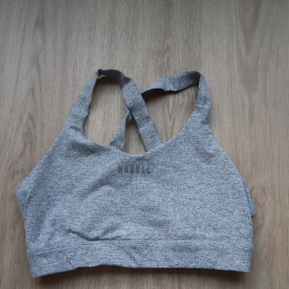 NOBULL Grey Heather Cross-Back Sports Bra